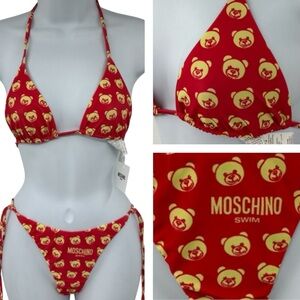 Moschino Swim Red Teddy Bear String Bikini US Small / US 6 New with Tags